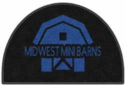 4' x 6' ( 45" x 70") Half Oval Digiprint HD Custom Shape MIDWEST MINI BARNS  Indoor Logo Mat