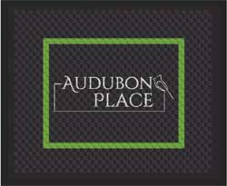 2'6" x 3' (30" x 35") Superscrape Impressions AUDUBON PLACE  Rubber Logo Mat