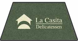 3' x 6 (35" x 69") Trapezoid Digiprint HD Custom Shapes LA CASITA Indoor Logo mat