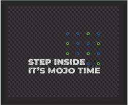 2'6" x 3' (30" x 35") Superscrape Impressions MOJO STEP INSIDE  Rubber Logo Mat
