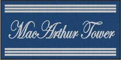 4' x 8'(45" x 95") Waterhog Inlay MACARTHUR TOWER Indoor/Outdoor Logo Mat