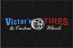 4' x 6' (45" x 69") ColorStar Impressions VICTOR'S TIRES  Indoor Logo Mat