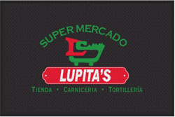 4' x 6' (45" x 69")Superscrape Impressions  LUPITA'S  Rubber Logo Mat