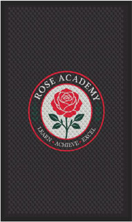 3' x 5' (35" x 56") Superscrape Impressions ROSE ACADEMY  Rubber Logo Mat