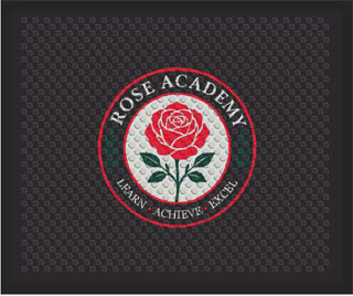 2'6" x 3' (30" x 35") Superscrape Impressions ROSE ACADEMY  Rubber Logo Mat