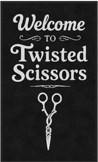 3' x 5' (35" x 58") ColorStar Impressions TWISTED SCISSORS  Indoor Logo Mat