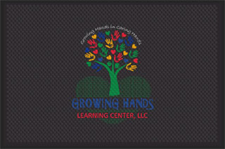 4' x 6' (45" x 69") Superscrape Impressions  GROWING HANDS  Rubber Logo Mat