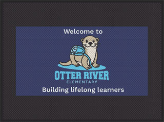 6' x 8' (70" x 95") Superscrape Impressions OTTER RIVER  Rubber Logo Mat