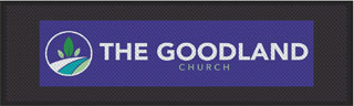 3' x 10' (34" x 116") Superscrape impressions THE GOODLAND Rubber Logo Mat
