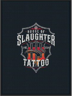 6' x 8' (70" x 95") Superscrape Impressions HOUSE OF SLAUGHTER  Rubber Logo Mat