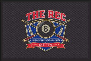 4' x 6' (45" x 69") Superscrape Impressions THE REC  Rubber Logo Mat