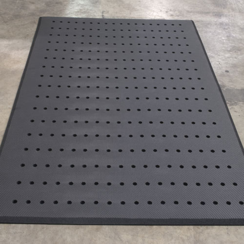 Choice 3' x 5' Black Grease-Resistant Anti-Fatigue Closed-Cell Nitrile  Rubber Floor Mat with Drainage Holes - 3/4 Thick